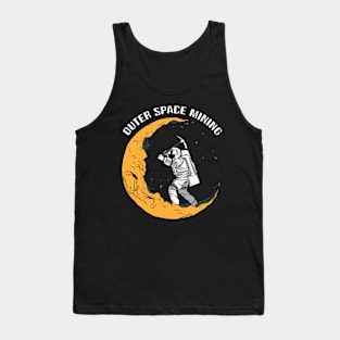 Outer Space Mining - Funny Moon Cryptocurrency Rocket E-cash Tank Top